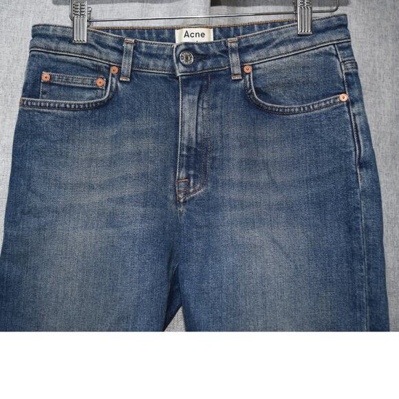 Acne Studios Women’s Row Straight Vintage Jeans Blue Denim 25/32 Made in Italy - Picture 2 of 4